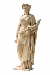 Ancient women statue in white background