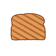 Toast vector illustration. Icon toasted bread in flat style. Crispy slice of bread.