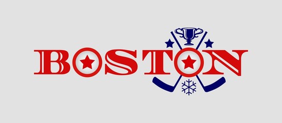 Image relative to canada and usa hockey. Boston city name with built in emblem
