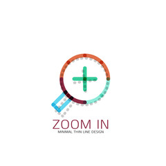 Vector thin line design logo magnifying glass, search and find or zoom logotype concept. Linear minimalistic business icon