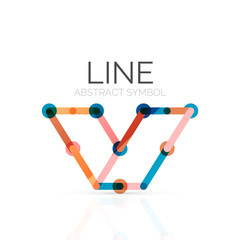 Linear abstract logo, connected multicolored segments of lines geometrical figure