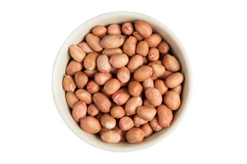 Isolated a bowl of peanut on a white background