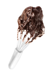 Corolla with chocolate cream, isolated on white