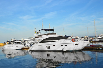 Fototapeta premium Motor yacht in jetty