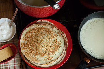 cooking  pancakes