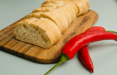 Baguette with chilies