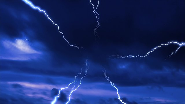 blue clouds lightning storm background effect