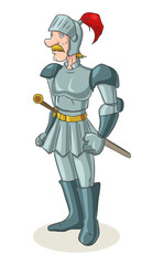 Cartoon illustration of an old medieval knight