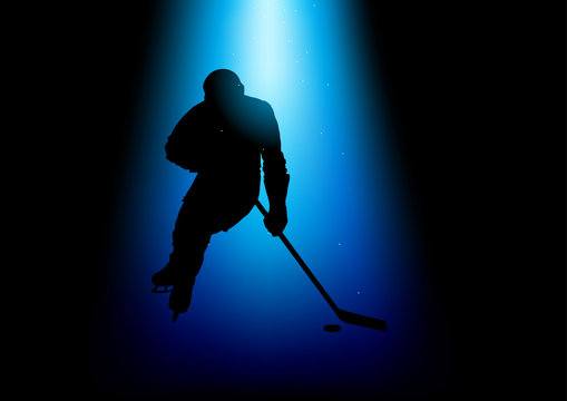 Silhouette illustration of a hockey player
