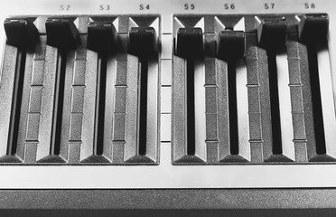 Buttons of synthesizer closeup