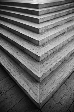 Cose-up of stairs in black and white