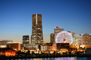 横浜　みなとみらいの夕景・夜景