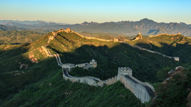 4K(4096x2304): Aerial view of Great Wall of China, at Sunrise. 
