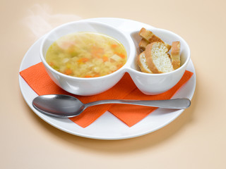 vegetable soup with croutons