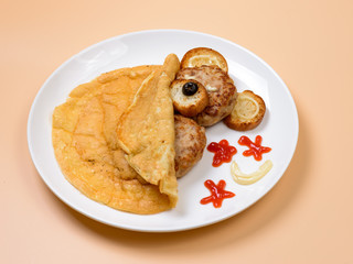 Omelet with cutlets