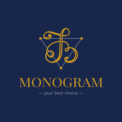 Vector elegant hand lettered B letter monogram logo. Boutique logo