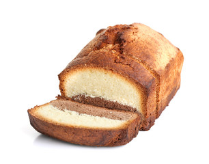 Delicious sweet cake bread isolated on white