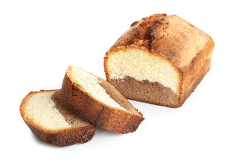 Delicious sweet cake bread isolated on white