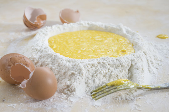 dough of flour and eggs