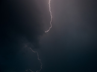 lightning in the sky with black clouds