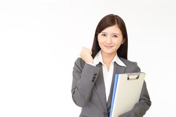 ガッツポーズのビジネスウーマン