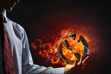Stop sign burning in fire
