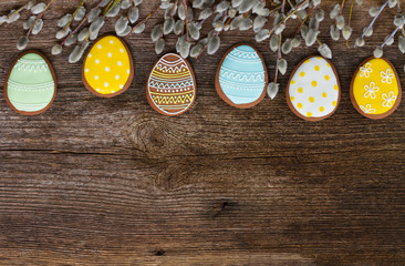 Easter border with eggs