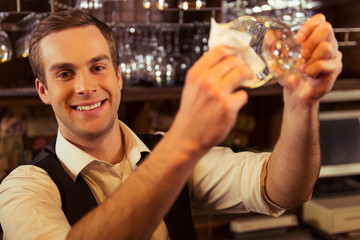 Handsome bartender working