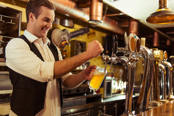 Fototapeta na wymiar Handsome bartender working