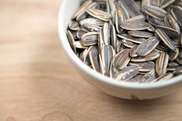 close up  sunflower seed in a bowl