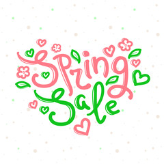 Vector Spring Sale design with lettering in soft colors