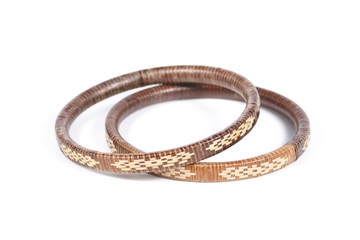 Two rattan bracelets isolated on white