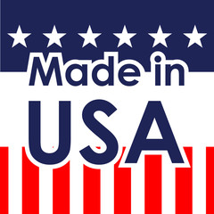 Icono plano MADE IN USA con bandera USA #2 - obrazy, fototapety, plakaty