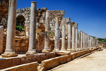 Ruins of ancient city of Perge near Antalya Turkey