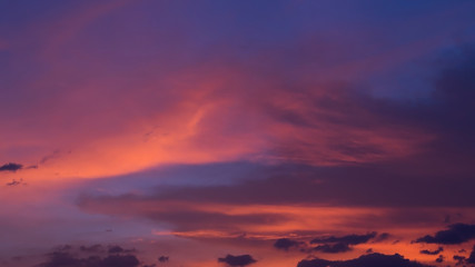 colorful dramatic sunset sky with orange cloud, twilight sky