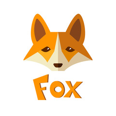 Flat icon, cute fox