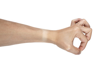 Pinch hand isolated on white
