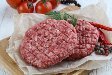 Raw burger cutlet