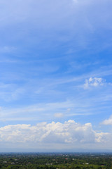 landscape with cloudy on clear blue sky