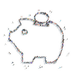 people  shape  piggy bank icon