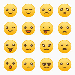 Naklejka premium Yellow emoticons set vector graphic design illustration