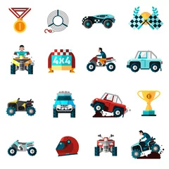 Stickers muraux Course de voitures Ensemble d& 39 icônes tout-terrain
