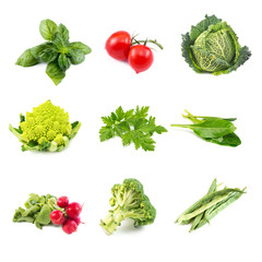 vegetables on white