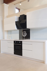 Modern white and black kitchen