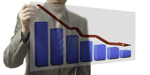 business concept. businessman drawing a graph down
