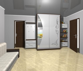 interior of living room 3D rendering