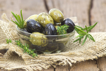 black and green olives