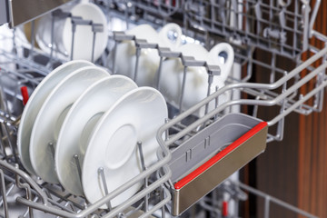 Dishes in dishwasher machine