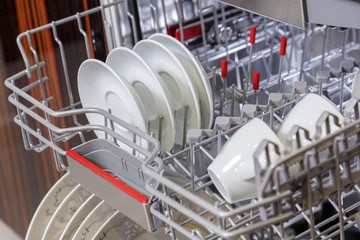 Dishes in dishwasher machine