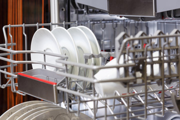 Dishes in dishwasher machine
